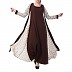Printed Shrug Abaya- Brown-Multi color Printed Shrug Abaya- Brown-Multi color
