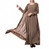 Printed Shrug Abaya- Oat-Multi color Printed Shrug Abaya- Oat-Multi color