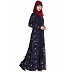 Floral printed Shrug abaya- Navy Blue Floral printed Shrug abaya- Navy Blue