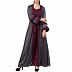 Designer Shrug Abaya- Grey-Burgundy color Designer Shrug Abaya- Grey-Burgundy color