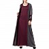 Designer Shrug Abaya- Grey-Burgundy color Designer Shrug Abaya- Grey-Burgundy color