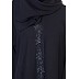 Front Open Black Abaya with silver stone Front Open Black Abaya with silver stone