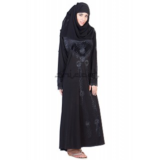 Three piece Burqa with Velvet Patch