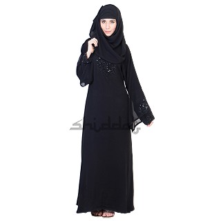 A-Line with Umbrella sleeves designer black Abaya