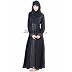 Abaya- Dubai Style Umbrella Design silver stone work on Vertical line