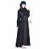 Abaya- Dubai Style Umbrella Design silver stone work on Vertical line