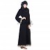 Umbrella Style Burqa with Silver Stone work on Border  Umbrella Style Burqa with Silver Stone work on Border