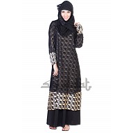 Burqa- Dubai Style Umbrella design black burqa, Maroon 