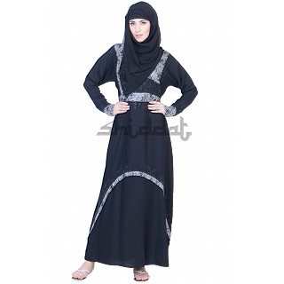 A-Line Double Layer Dubai Burqa with Belt