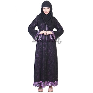 A-Line Double Layer Dual Cloth Black Burqa 