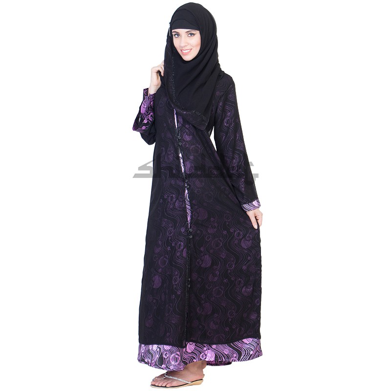 Niqab- A-Line Double Layer Dual Cloth Black Burqa