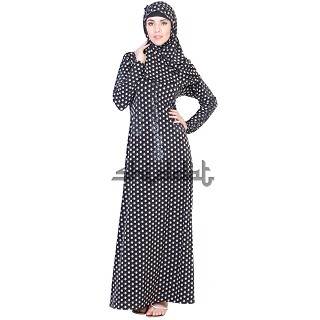 A-Line Frock style Black and White print Burqa