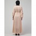 Adjustable waist Pleated Sleeves Abaya- Light Skin Adjustable waist Pleated Sleeves Abaya- Light Skin