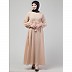 Adjustable waist Pleated Sleeves Abaya- Light Skin Adjustable waist Pleated Sleeves Abaya- Light Skin