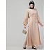 Adjustable waist Pleated Sleeves Abaya- Light Skin Adjustable waist Pleated Sleeves Abaya- Light Skin