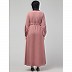 Adjustable waist Pleated Sleeves Abaya-Mauve Adjustable waist Pleated Sleeves Abaya-Mauve