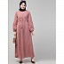 Adjustable waist Pleated Sleeves Abaya-Mauve Adjustable waist Pleated Sleeves Abaya-Mauve