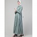 Front open Coat style abaya with wide belt- Sage Green Front open Coat style abaya with wide belt- Sage Green