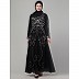 Beads and Sequence Hand embroidered Party wear abaya- Black and silver Beads and Sequence Hand embroidered Party wear abaya- Black and silver
