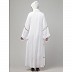 Front open bell sleeves hand made embroidered abaya- White Front open bell sleeves hand made embroidered abaya- White