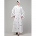 Front open bell sleeves hand made embroidered abaya- White Front open bell sleeves hand made embroidered abaya- White