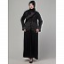 Front open hand made embroidered abaya with hijab- Black Front open hand made embroidered abaya with hijab- Black