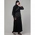 Front open hand made embroidered abaya with hijab- Black Front open hand made embroidered abaya with hijab- Black