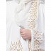 Front open hand made embroidered abaya with hijab-White Front open hand made embroidered abaya with hijab-White