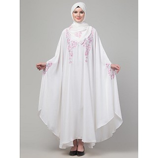 Threads Embroidery Irani Kaftan - White