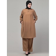 Matching Co-Ord set with puff sleeves-Skin Color Matching Co-Ord set with puff sleeves-Skin Color