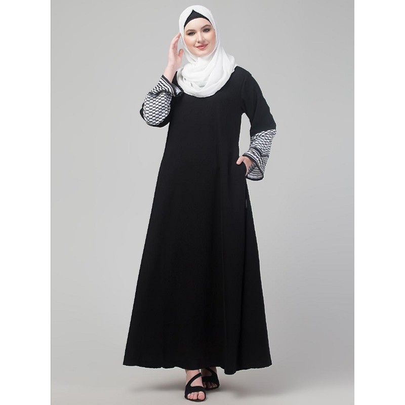 Keffiyeh Abaya - Black
