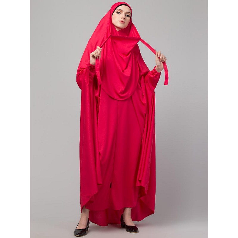 Jilbab online in India | Free size jilbab with nose piece | Rani Pink c...