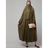 Free size jilbab with nose piece- olive color Free size jilbab with nose piece- olive color