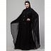 Double layered stone embellished abaya- Black  Double layered stone embellished abaya- Black