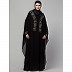 Stone embellished double layered abaya- Black  Stone embellished double layered abaya- Black