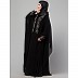 Stone embellished double layered abaya- Black  Stone embellished double layered abaya- Black