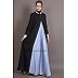 New Arrivals Casual Abaya - Contrast Yoke Black/Sky-blue New Arrivals Casual Abaya - Contrast Yoke Black/Sky-blue