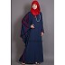 Embroidered abaya with Butterfly sleeves- Blue  Embroidered abaya with Butterfly sleeves- Blue
