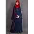 Embroidered abaya with Butterfly sleeves- Blue  Embroidered abaya with Butterfly sleeves- Blue