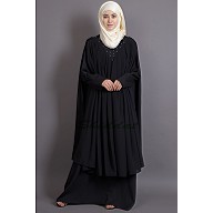 Double Layered Abaya with neck band - Black Double Layered Abaya with neck band - Black