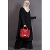 Double Layered Abaya with neck band - Black Double Layered Abaya with neck band - Black