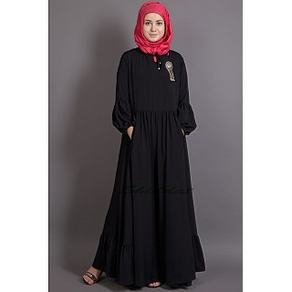 Bohemian black abaya with balloon sleeves