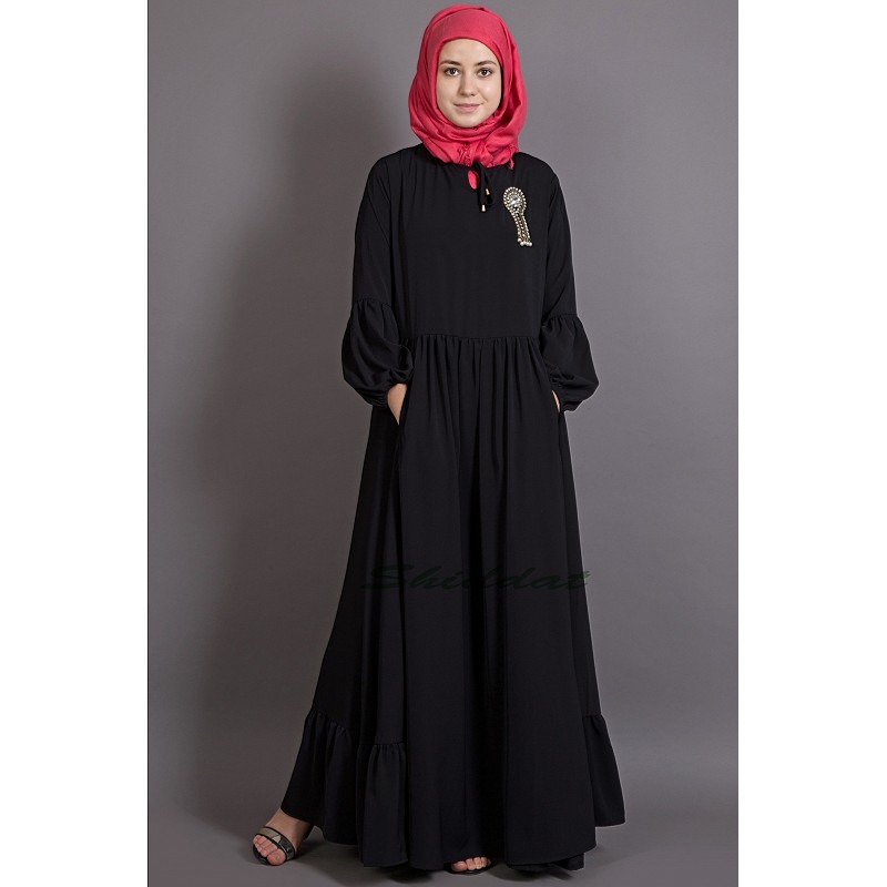 balloon sleeve open abaya