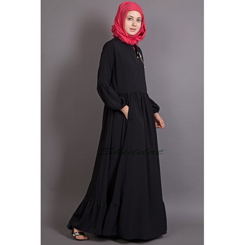 balloon sleeve open abaya