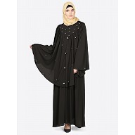 Black Cape abaya with beadwork Black Cape abaya with beadwork