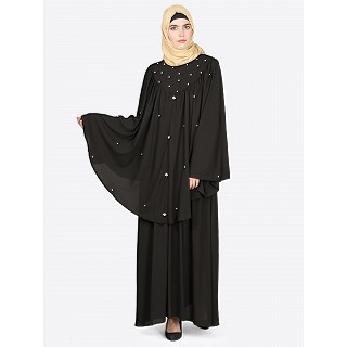 Black Cape abaya with beadwork