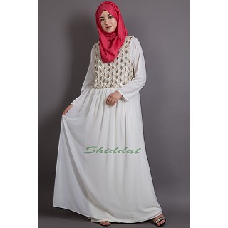 Embellished White Party wear Burqown