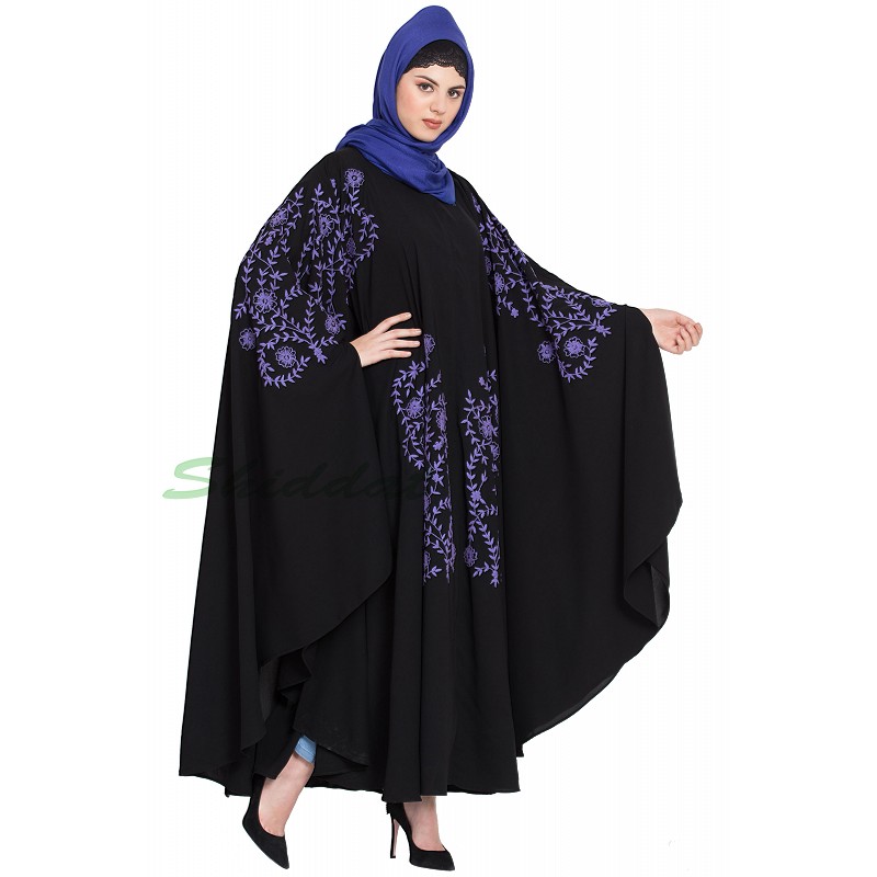 Muslim Neck and Sleeve Embroidered Irani Kaftan Dark Green