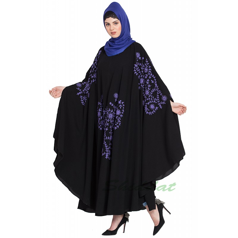 Modern Neck and Sleeve Embroidered Irani Kaftan Light Brown