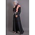 Dual colored A-line Abaya with frills Dual colored A-line Abaya with frills